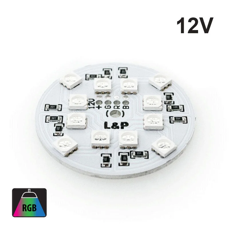 High - lumen track lighting for bright spaces12V Flat Round PCB 12 SMD 5050 Constant Voltage LED Module 2W RGB