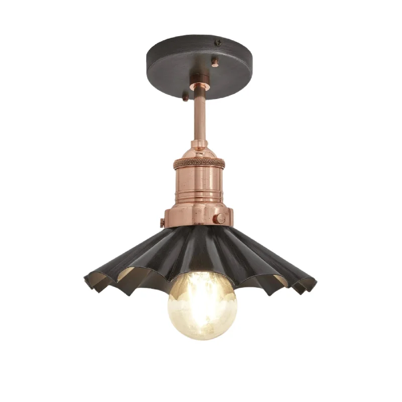 Edison style vintage light bulbsBrooklyn Umbrella Flush Mount - 8 Inch - Pewter