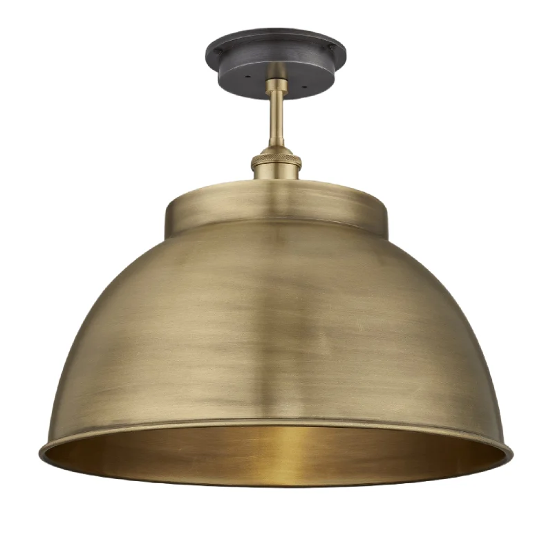 Edison screw base light bulbsBrooklyn Outdoor & Bathroom Dome Flush Mount - 17 Inch - Brass