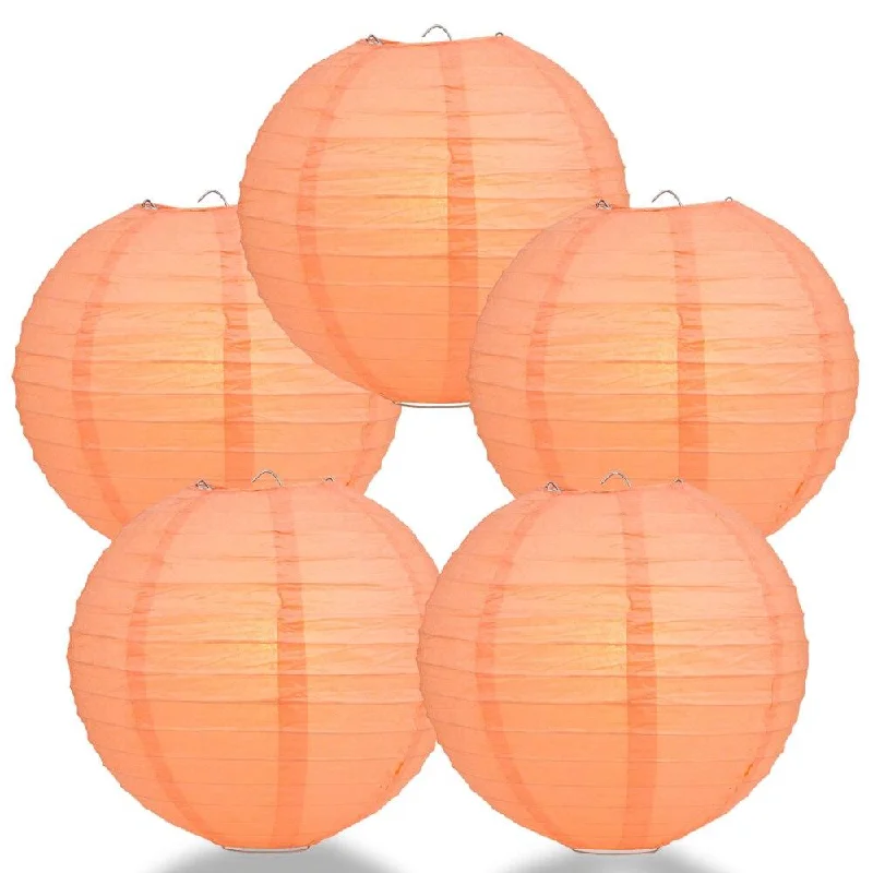 Edison light bulbs for industrial fixturesBLOWOUT 5-PACK 36" Peach / Orange Coral Jumbo Round Paper Lantern, Even Ribbing, Chinese Hanging Wedding & Party Decoration