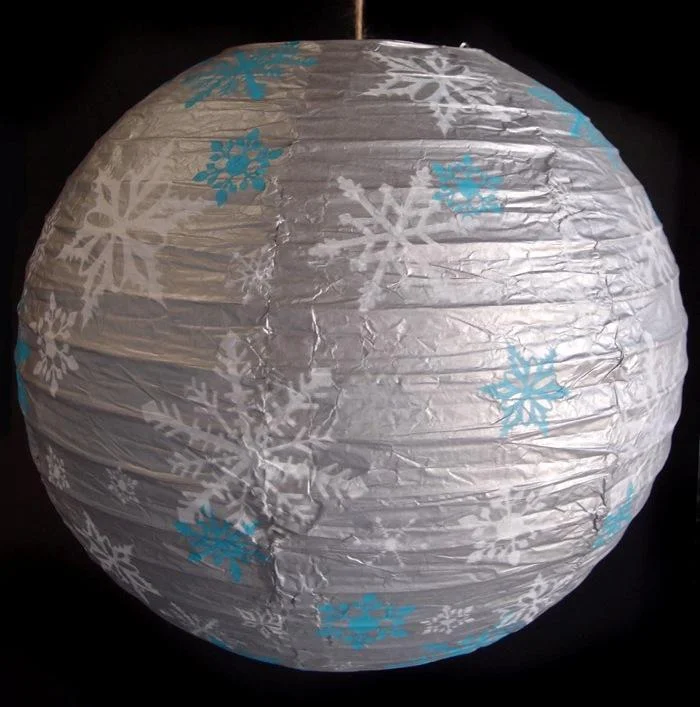 60 watt Edison style light bulbs14" Silver Snowflake Christmas Holiday Paper Lantern