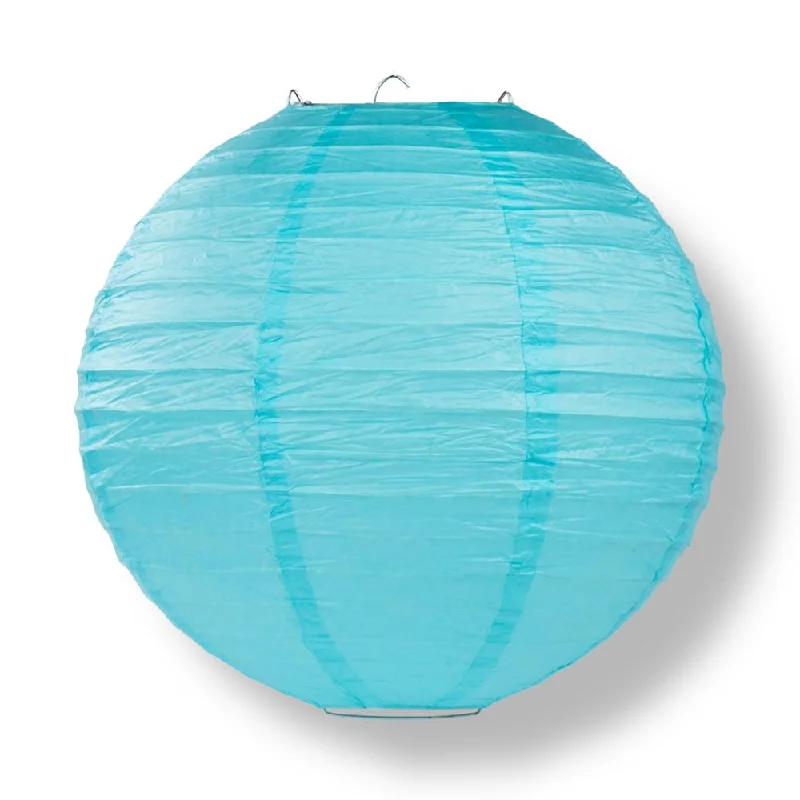 Edison light bulbs with decorative filaments24" Baby Blue Round Paper Lantern, Even Ribbing, Hanging Decoration