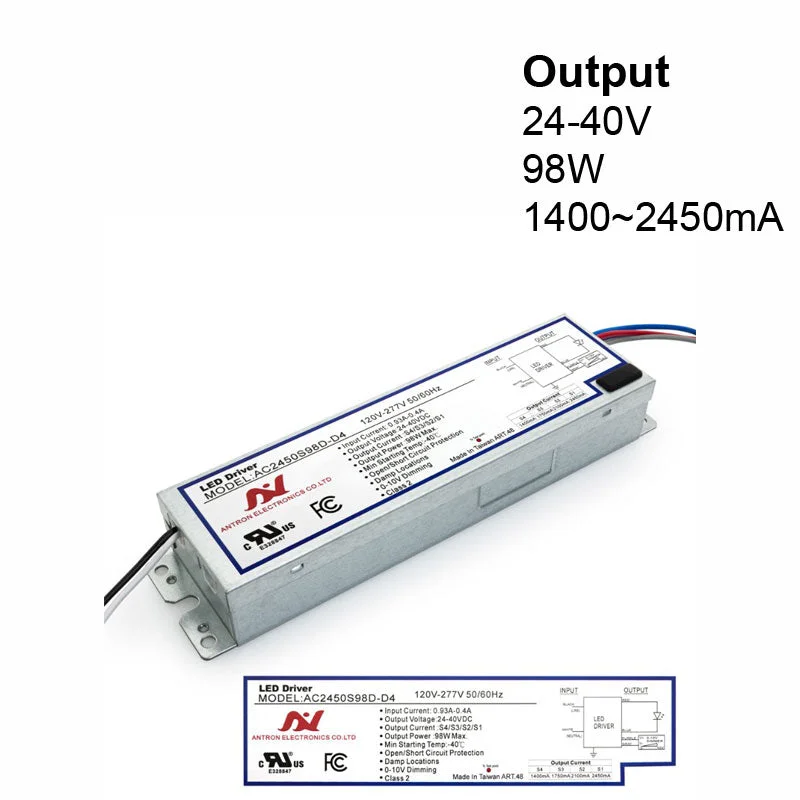 Track lighting for museums and galleriesANTRON AC2450S98D-D4 Constant Current with Selectable Current 1400-1750-2100-2450mA 98W