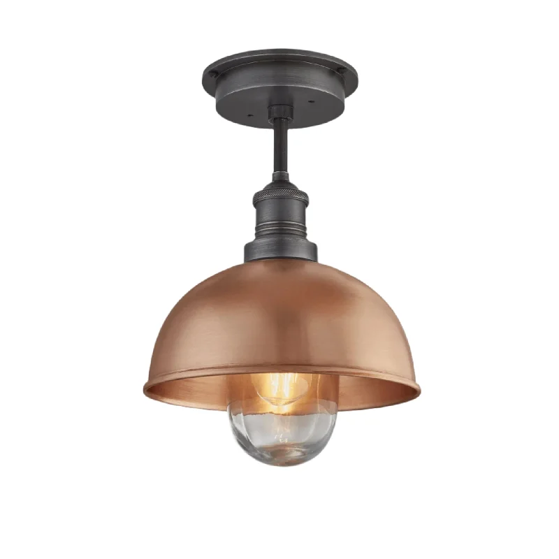 40 watt equivalent Edison light bulbsBrooklyn Outdoor & Bathroom Dome Flush Mount - 8 Inch - Copper