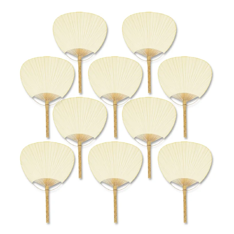 Edison light bulbs with copper bases9" Beige / Ivory Paddle Paper Hand Fans for Weddings (10 Pack)