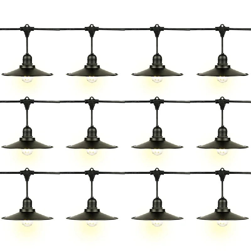 Edison screw base light bulbs(12 Pack) Classic Metal Patio Light Bulb Shade Cover for Outdoor Commercial String Lights, E26, Black