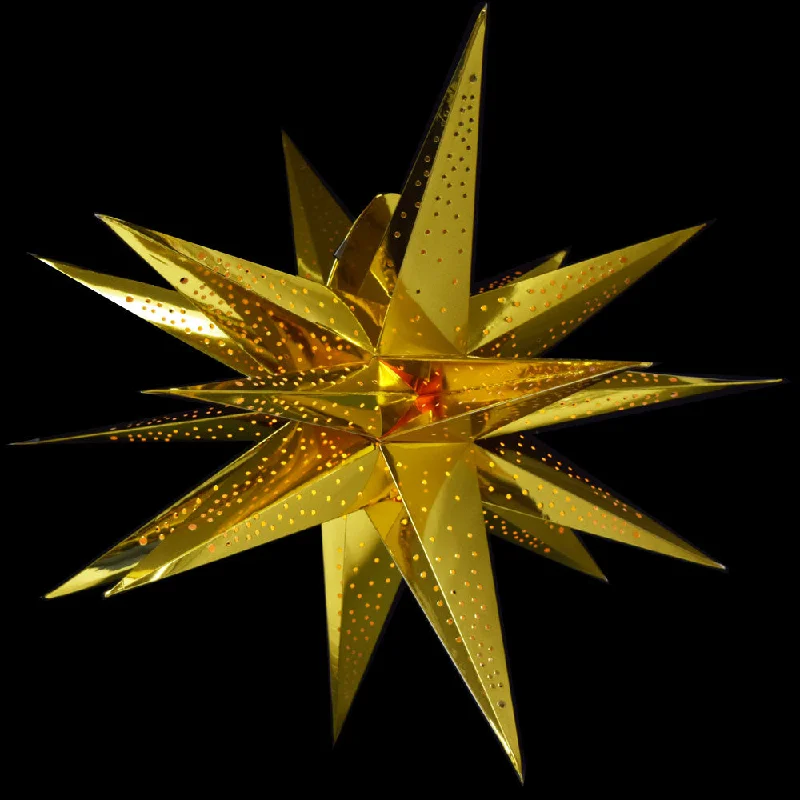 Edison light bulbs for art installations24" Moravian Glossy Gold Multi-Point Paper Star Lantern Lamp, Hanging