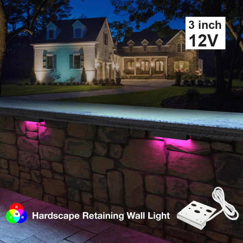 Track lighting with swivel heads for precise aiming3 inch Color Outdoor Changing Landscape Retaining Wall Light, 12V 1W RGBW