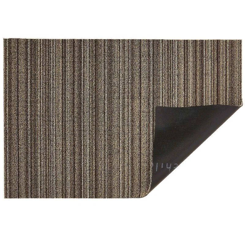 Mushroom Skinny Stripe Shag Mat by Chilewich