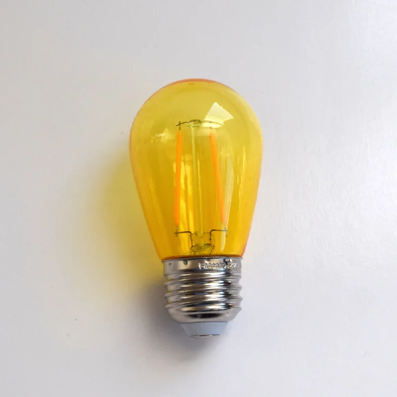 E26 Edison light bulbs with warm glowYellow LED Filament S14 Shatterproof Energy Saving Color Light Bulb, Dimmable, 2W,  E26 Medium Base (Single)