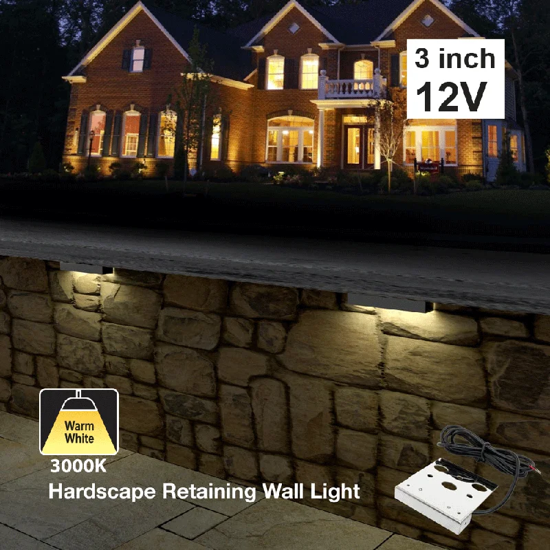 Smart track lighting with voice control3 inch Outdoor Landscape Retaining Wall Light, 12V 1W 3000K(Warm White)