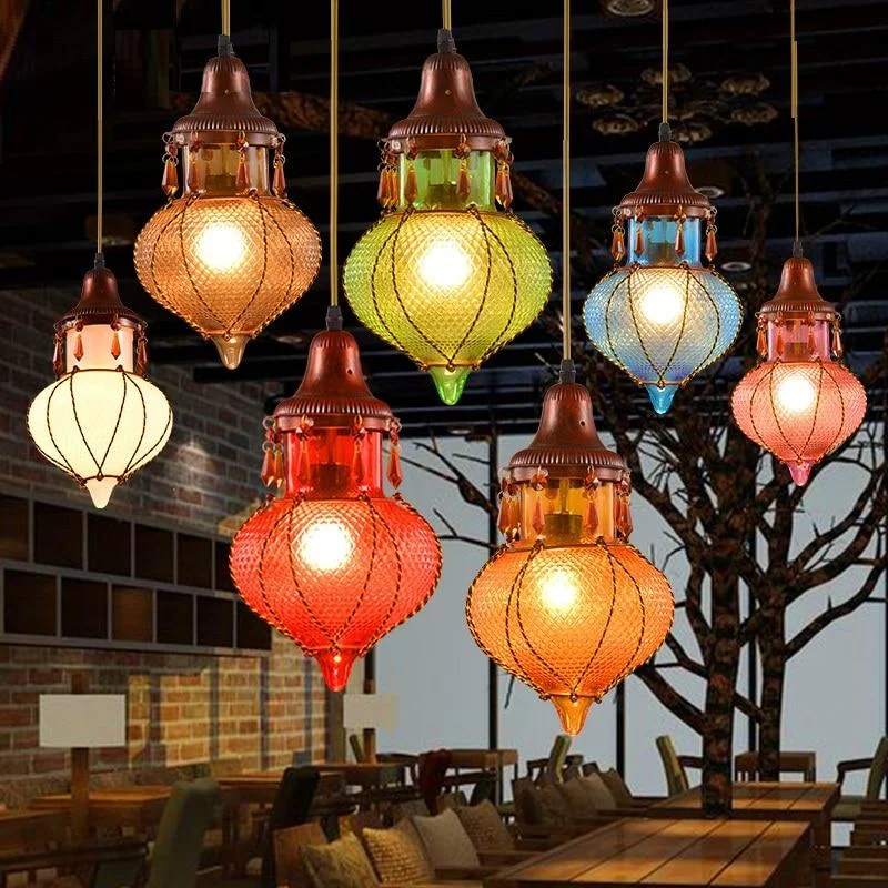 Durable Industrial Lighting for Harsh EnvironmentsBohemian Mediterranean Colorful Glass Pendant Lamp for Café Bar and Restaurant Décor