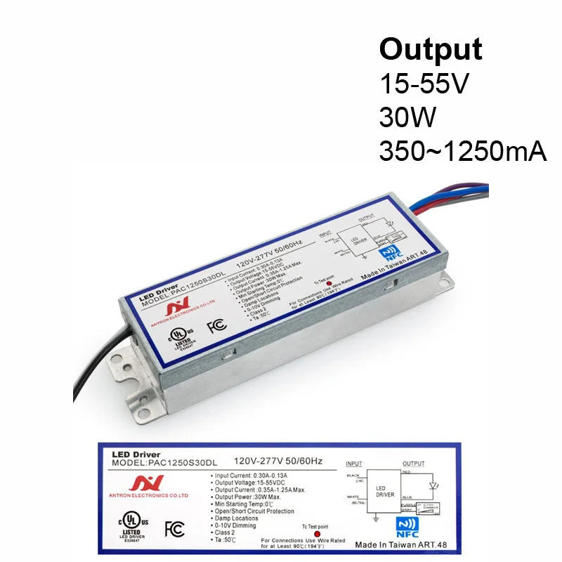 Track lighting for highlighting bookcasesANTRON PAC1250S30DL Constant Current Programmable LED Driver with Custom Output Current 350-1250mA 15-55V 30W max