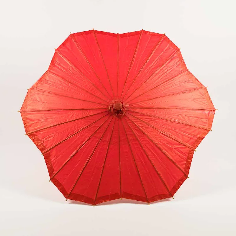 Daylight white Edison light bulbs32" Red Paper Parasol Umbrella, Scallop Blossom Shaped with Elegant Handle