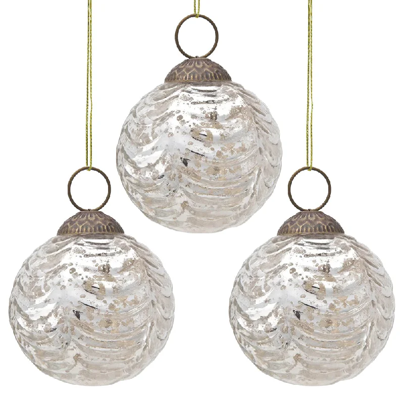 Edison light bulbs for art installations3-PACK | 2.5" Silver Nola Mercury Glass Waved Ball Ornament Christmas Decoration