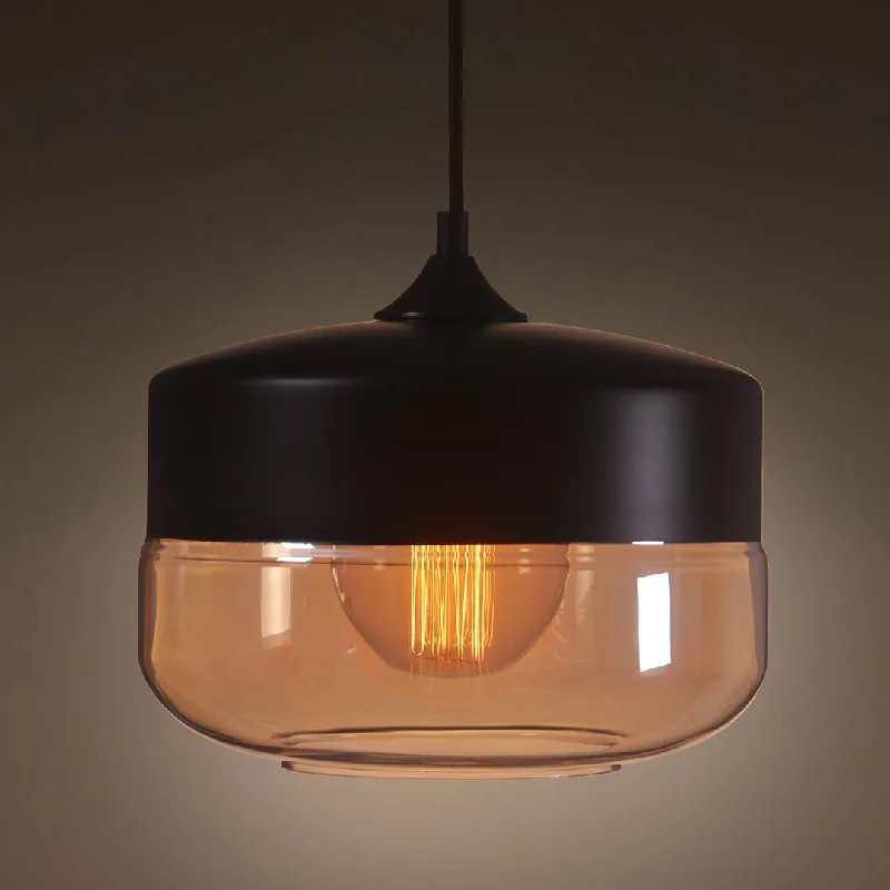 Low - Bay Industrial Lighting Fixtures for Small FactoriesGlobe 1 Light Amber Glass Pendant Lighting