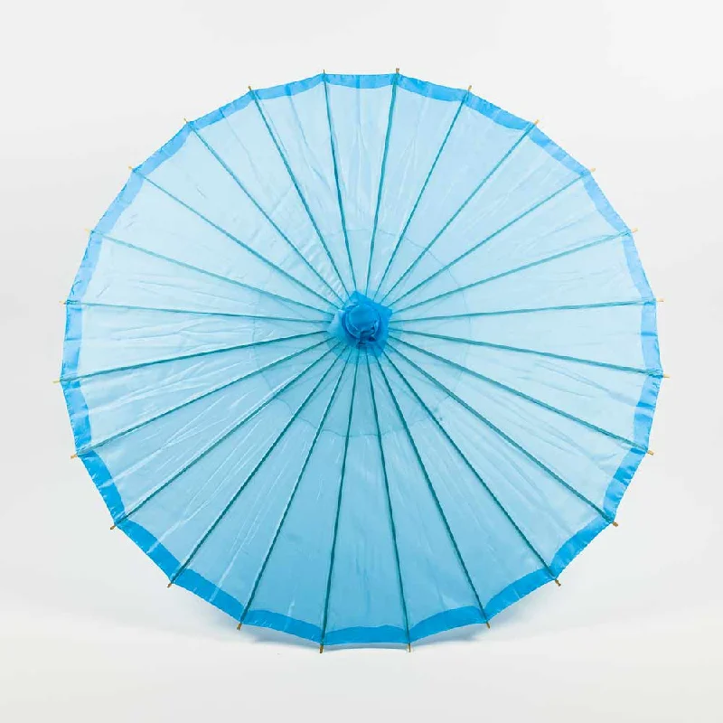 Retro Edison filament light bulbs32" Sky Blue Parasol Umbrella, Premium Nylon with Elegant Handle