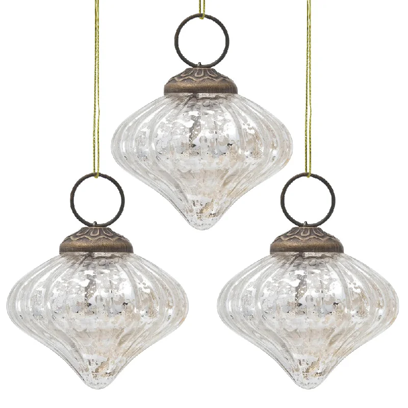 Mercury glass Edison light bulbs3-PACK | Mercury Glass Small Ornaments (2.5-inch, Silver, Lucy Design)