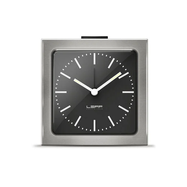 Steel Black Index Block Alarm Clock by Leff Amsterdam