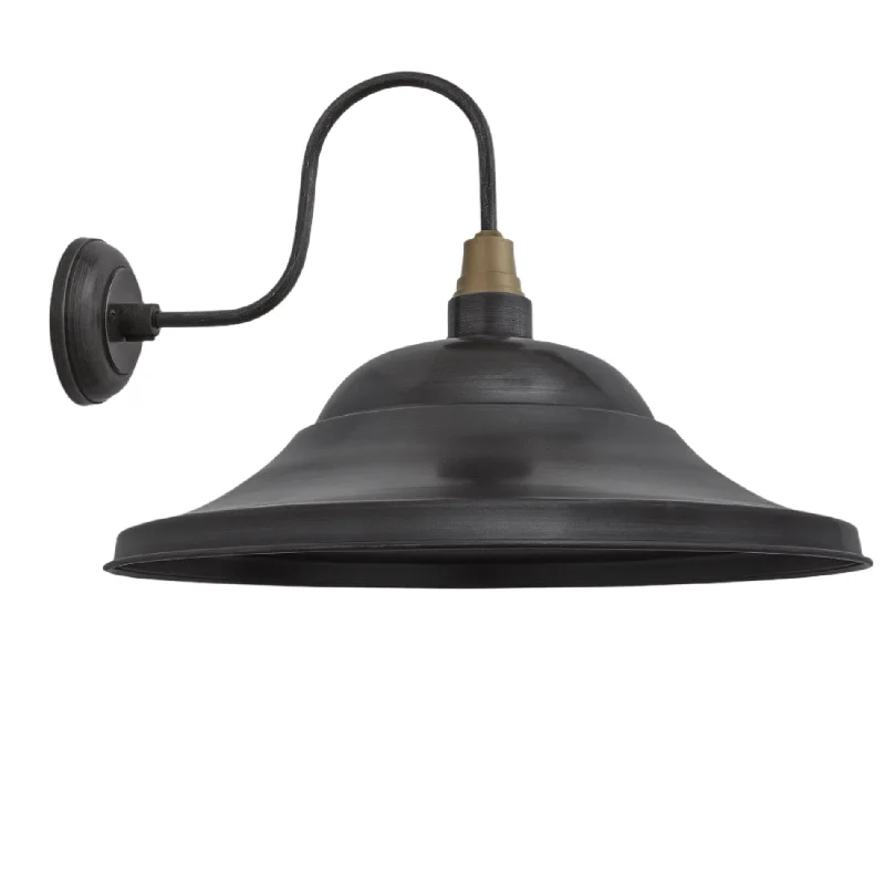 Oval shaped Edison light bulbsSwan Neck Giant Hat Wall Light - 21 Inch - Pewter