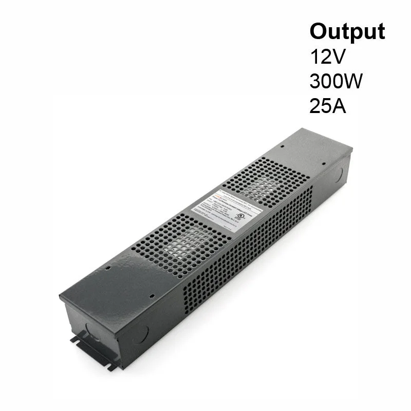 Track lighting with frosted glass shadesVBD-012-300VTHWJ Triac Dimmable Constant Voltage LED Driver, 12V 25A 300W