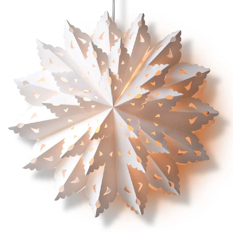 Modern Edison light bulbs with advanced filamentsQuasimoon Pizzelle Paper Snowflake Lantern (22-Inch, Bright White, Blizzard Wreath Snowflake Design) - Great With or Without Lights - Holiday Snowflake Decoration