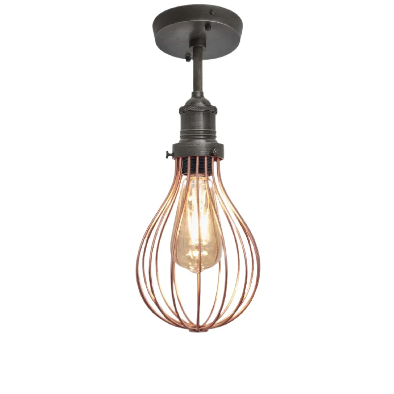 Replaceable filament Edison light bulbsBrooklyn Balloon Cage Flush Mount - 6 Inch - Copper