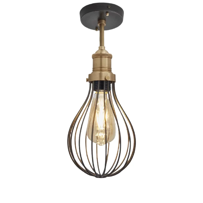 Large size Edison light bulbs for statement piecesBrooklyn Balloon Cage Flush Mount - 6 Inch - Pewter