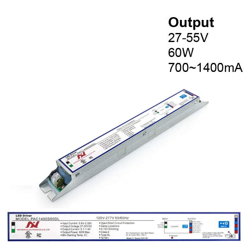 White track lighting for a clean lookANTRON PAC1400S60DL Constant Current Programmable LED Driver with Custom Output Current 700-1400mA 27-55V 60W max