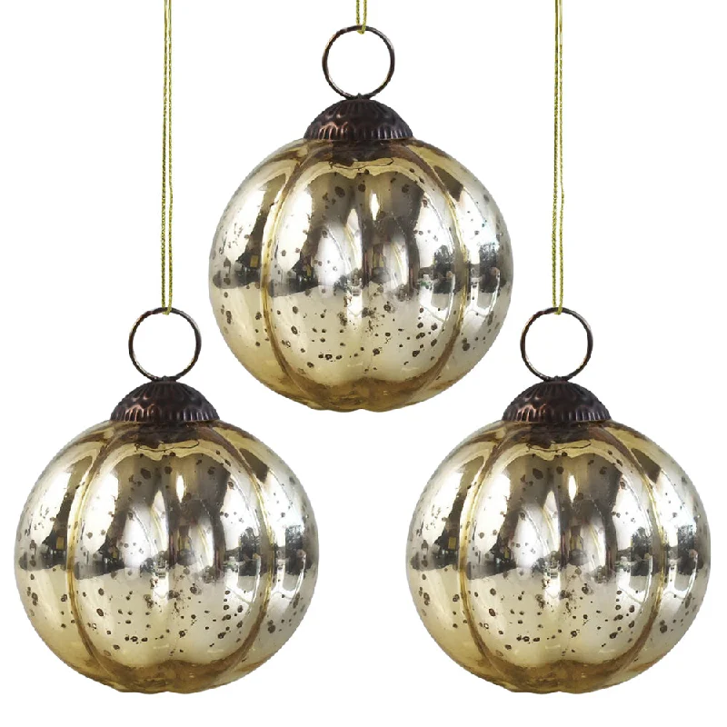 Modern Edison light bulbs with advanced filaments3-PACK | 3" Gold Posey Mercury Glass Pumpkin Ornament Christmas Decoration