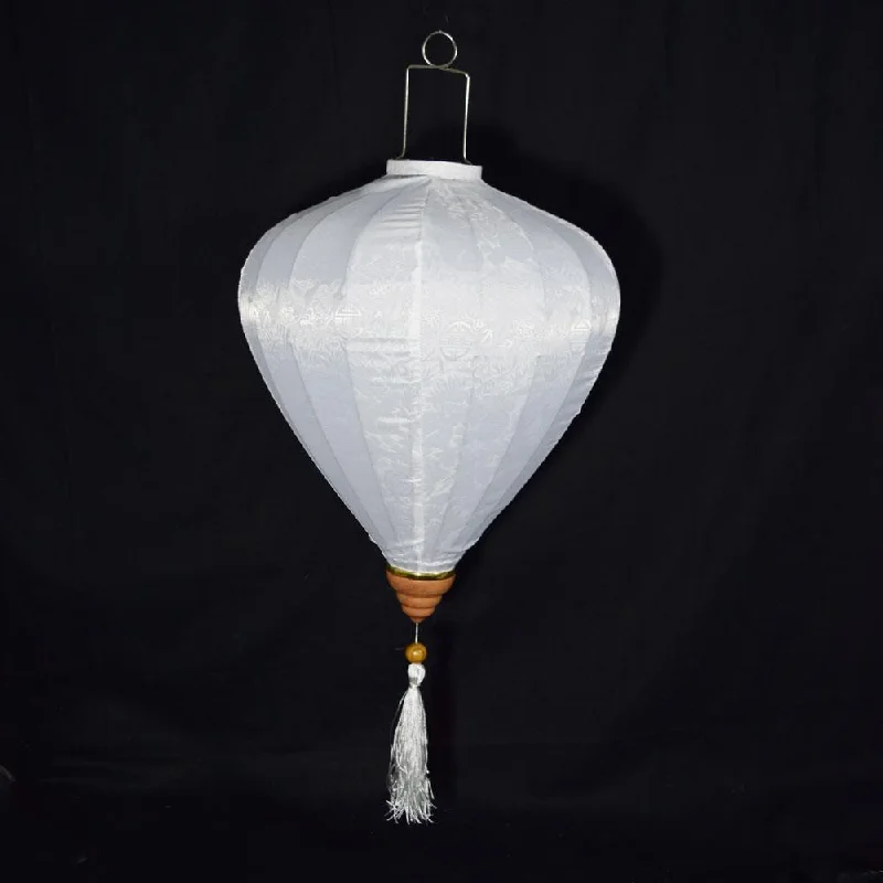 Vintage inspired LED Edison light bulbsMedium White Vietnamese Silk Lantern, Garlic Umbrella Shaped