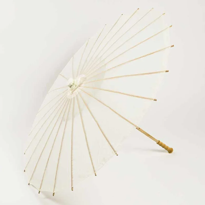 Frosted glass Edison light bulbs38" Beige / Ivory Nylon Parasol Umbrella with Elegant Handle