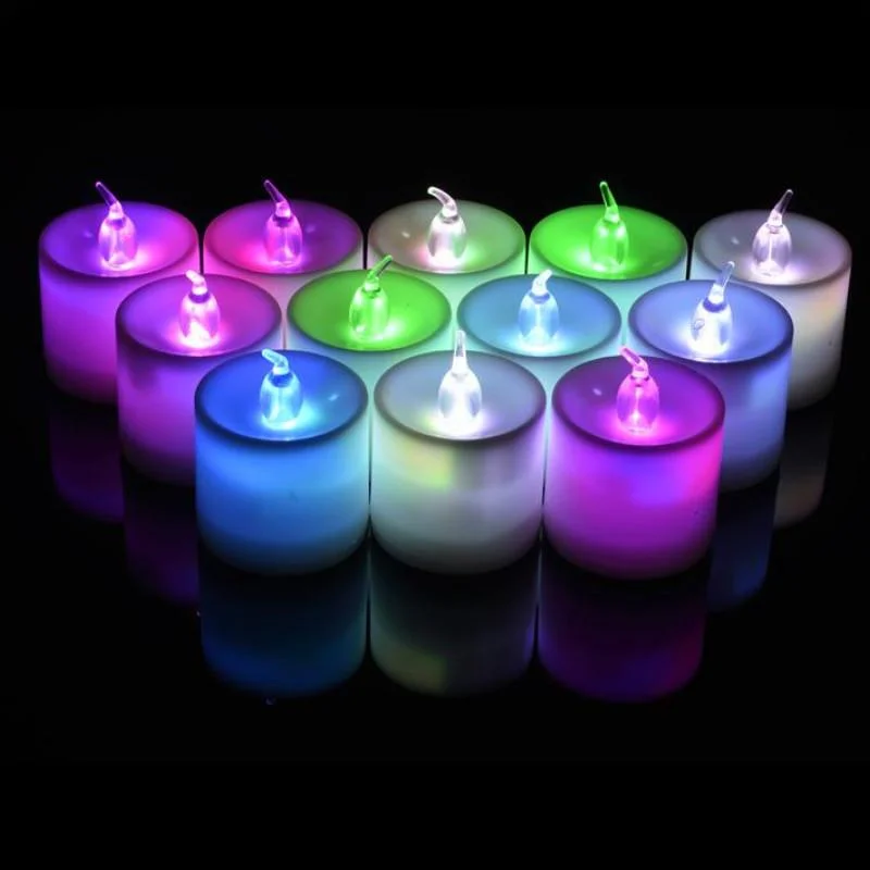 Nickel plated base Edison light bulbsLarge RGB (Color Changing) Flameless LED Battery Operated Candle (12 PACK)