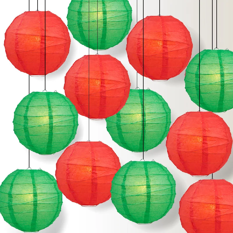 Edison light bulbs for chandeliers12-pc Red and Green Holiday Christmas Party Pack Paper Lanterns Combo Set