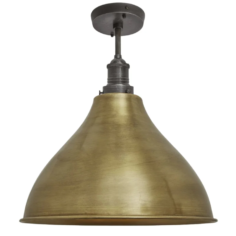 E26 Edison light bulbs with warm glowBrooklyn Cone Flush Mount - 12 Inch - Brass