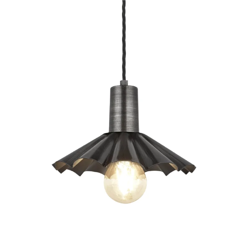 60 watt Edison style light bulbsSleek Umbrella Pendant - 8 Inch - Pewter