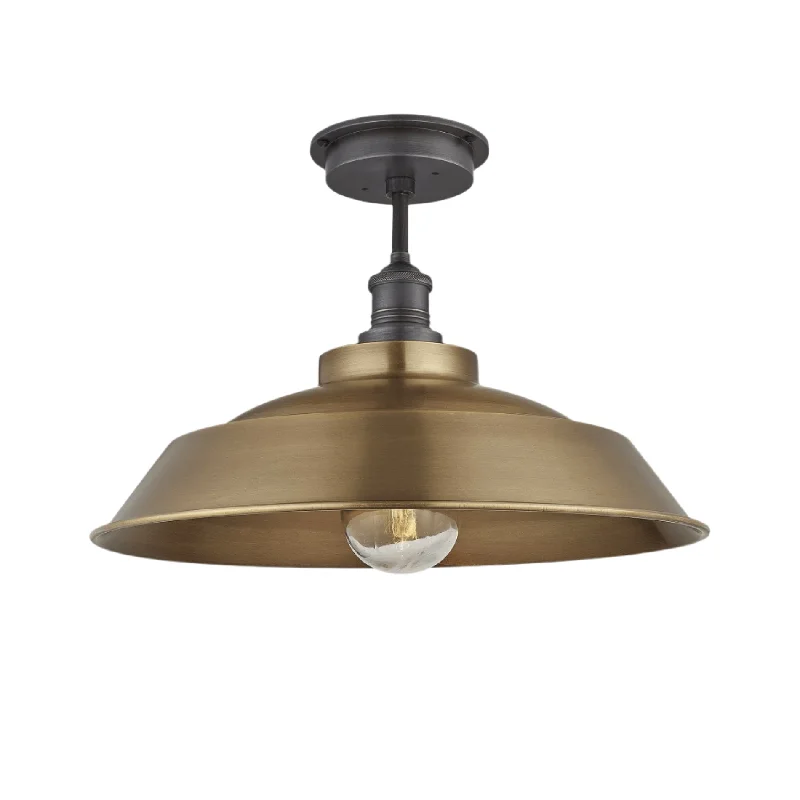 Soft white Edison light bulbsBrooklyn Outdoor & Bathroom Step Flush Mount - 16 Inch - Brass