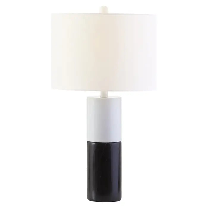 Outdoor - rated track lighting for patiosSelsey Black Marble Base and White Shade Table Lamp