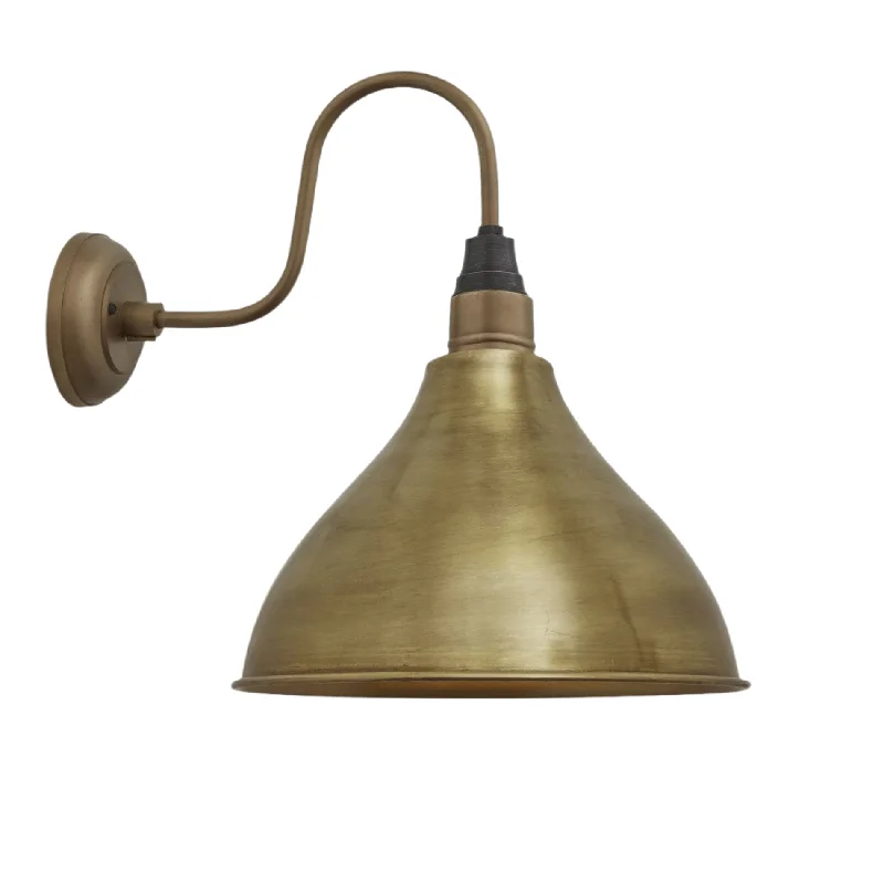 UL listed Edison light bulbsSwan Neck Cone Wall Light - 12 Inch - Brass