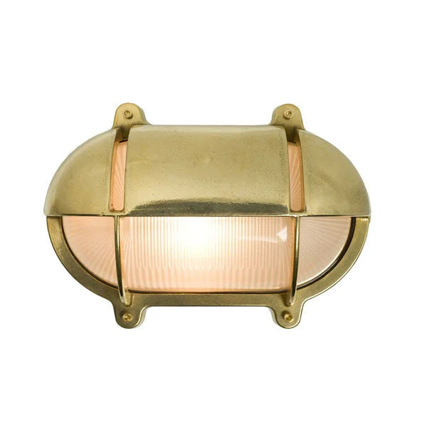 Oval Brass Bulkhead with Eyelid Shield Wall Light by Original BTC / Davey Lighting