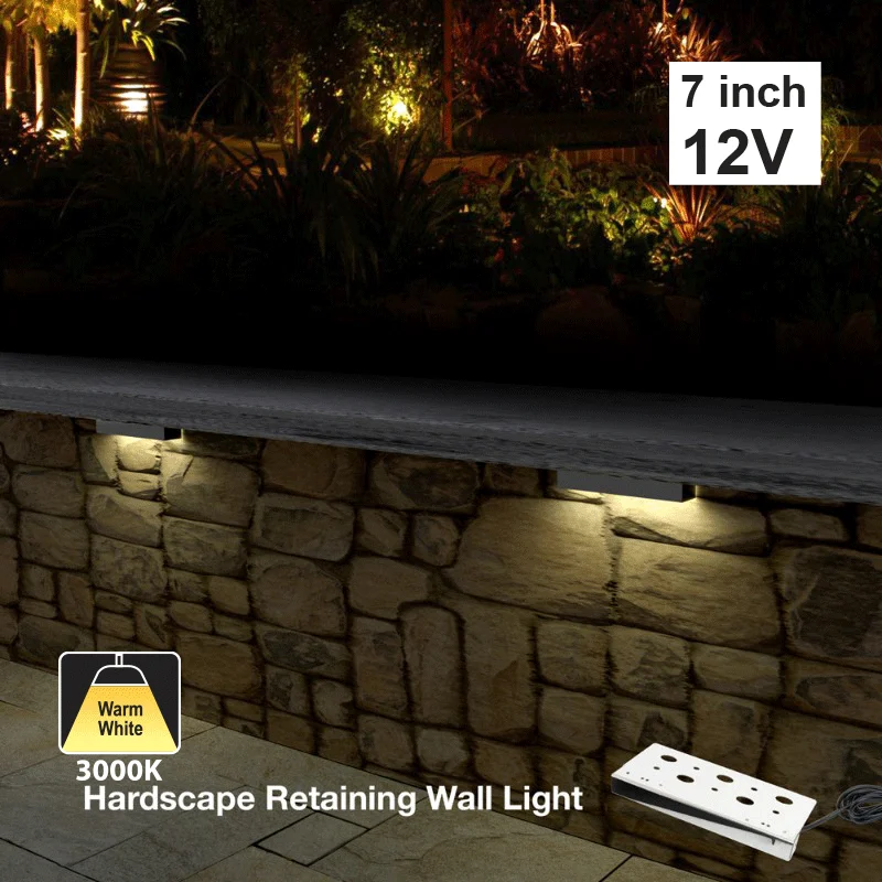 Track lighting for highlighting kitchen cabinets7 inch Outdoor Landscape Retaining Wall Light, 12V 2W 3000K(Warm White)