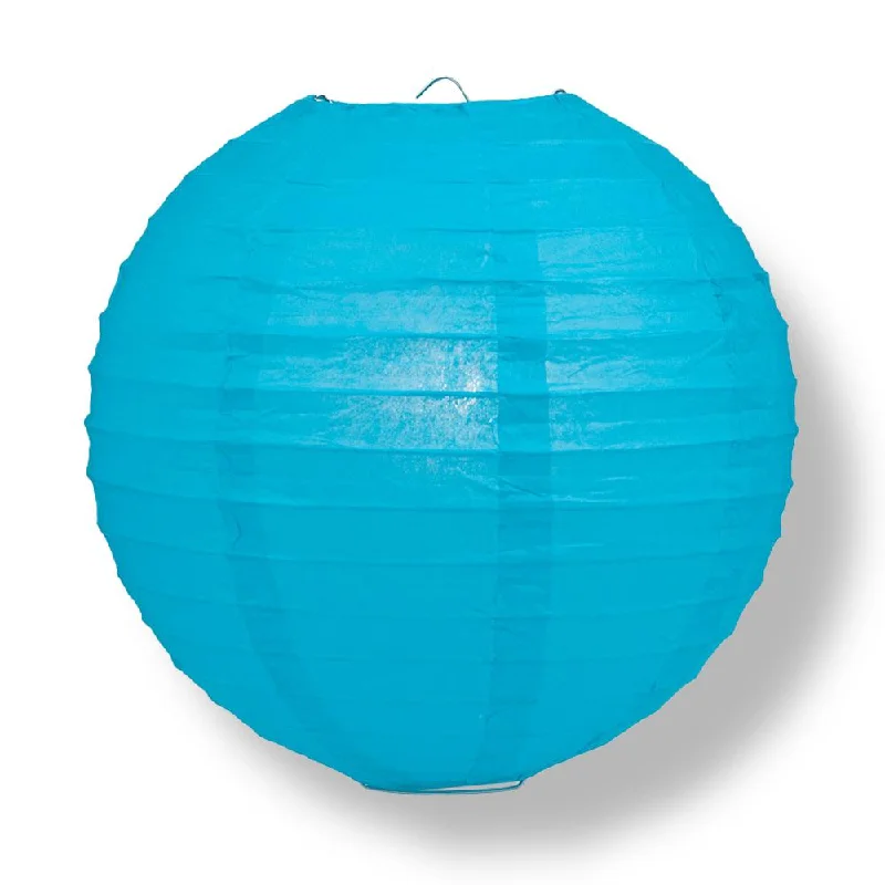 Outdoor rated Edison light bulbs24" Turquoise Round Paper Lantern, Even Ribbing, Chinese Hanging Wedding & Party Decoration