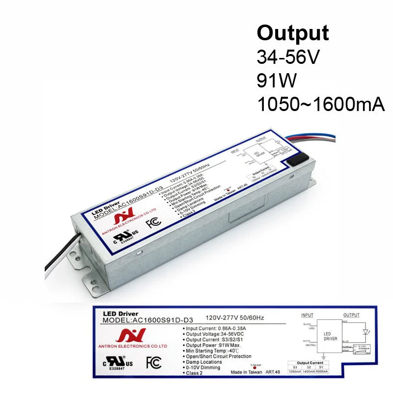 Waterproof track lighting for bathroomsANTRON AC1600S91D-D3 Constant Current LED Driver with Selectable Current 1050-1400-1600mA 91W