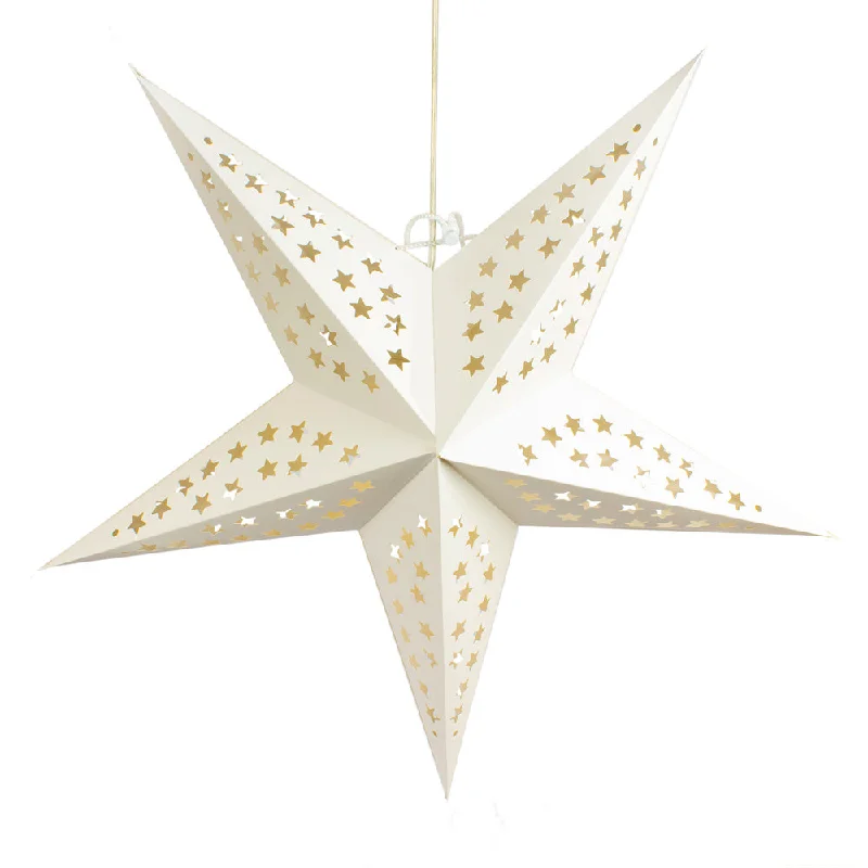 Decorative LED Edison light bulbs for weddings24" Solid White Stars Cut-Out Paper Star Lantern, Hanging Wedding & Party Decoration