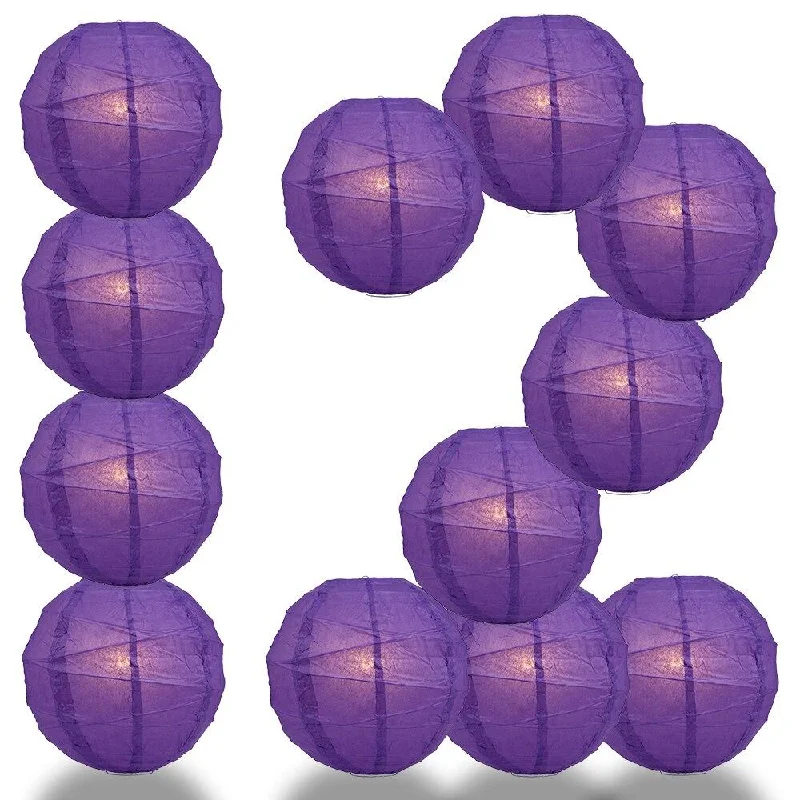 Edison globe light bulbsBLOWOUT BULK PACK (12) 24" Royal Purple Round Paper Lantern, Crisscross Ribbing, Chinese Hanging Wedding & Party Decoration