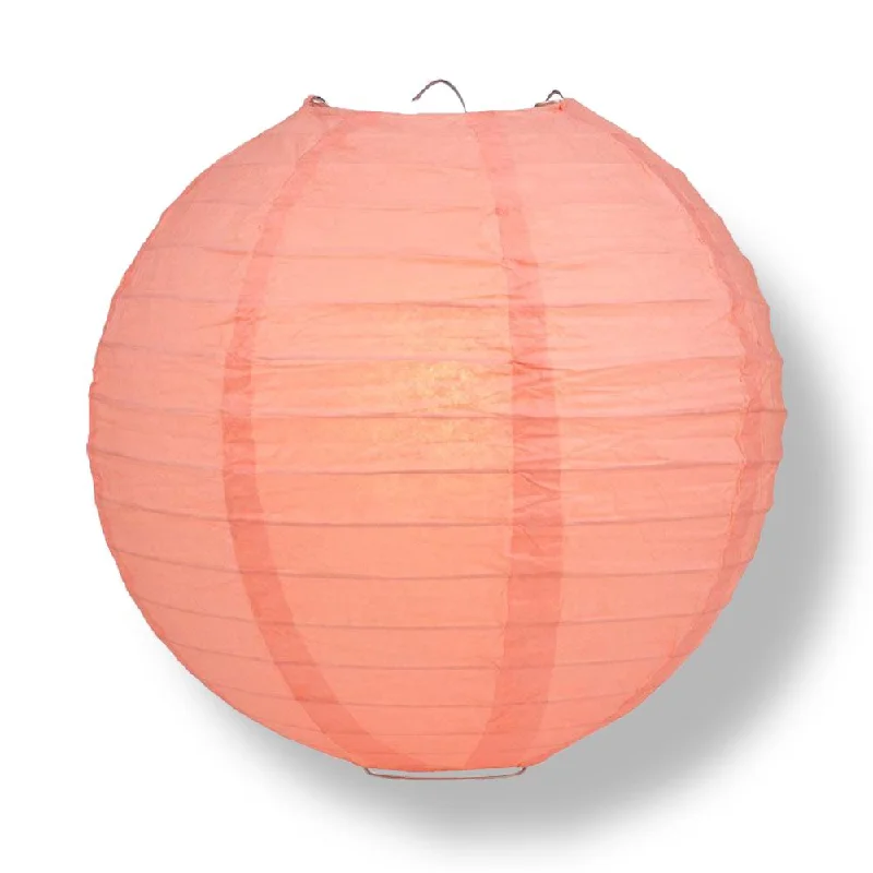 Modern Edison light bulbs with advanced filaments12" Roseate / Pink Coral Round Paper Lantern, Even Ribbing, Chinese Hanging Wedding & Party Decoration