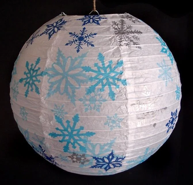 60 watt Edison style light bulbs14" White Snowflake Christmas Holiday Paper Lantern