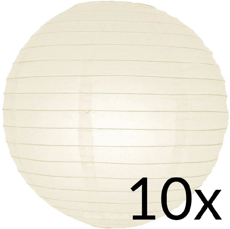 Edison light bulbs for art installationsBULK PACK (10) 12" Beige / Ivory Round Paper Lanterns, Even Ribbing, Hanging Decoration