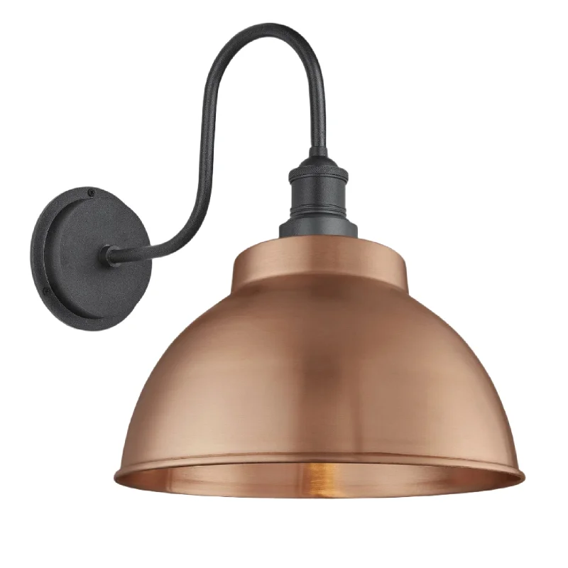 Edison style vintage light bulbsSwan Neck Outdoor & Bathroom Dome Wall Light - 13 Inch - Copper