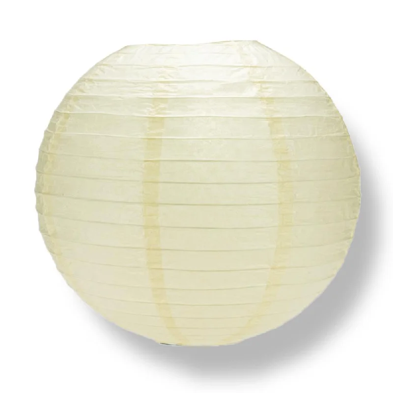 UL listed Edison light bulbs24 Inch Ivory Parallel Ribbing Round Paper Lantern